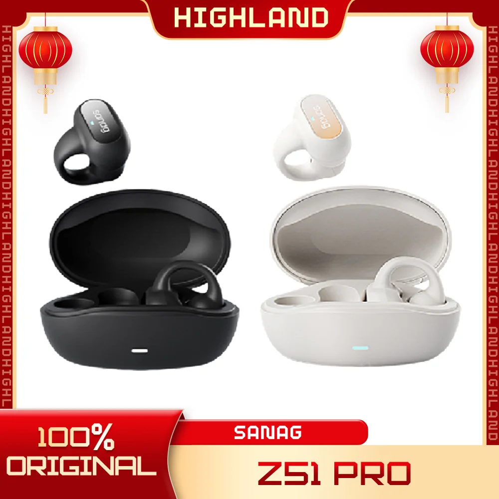 Sanag Z51 Pro Wireless Bluetooth Headphones Ear Clip Earphone Low Delay Noise Reduction Earbuds Long Endurance Sports Earphones