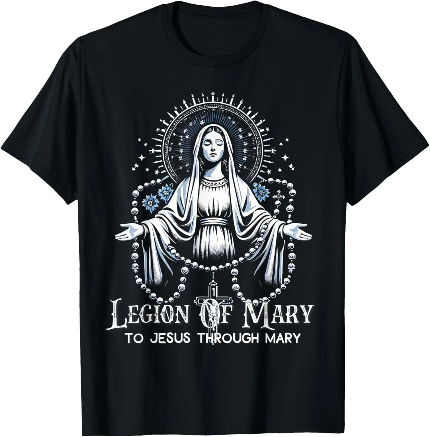 Legion Of Mary Our Lady Catholic pattern design -100% cotton summer casual round neck printed men's T-shirt.