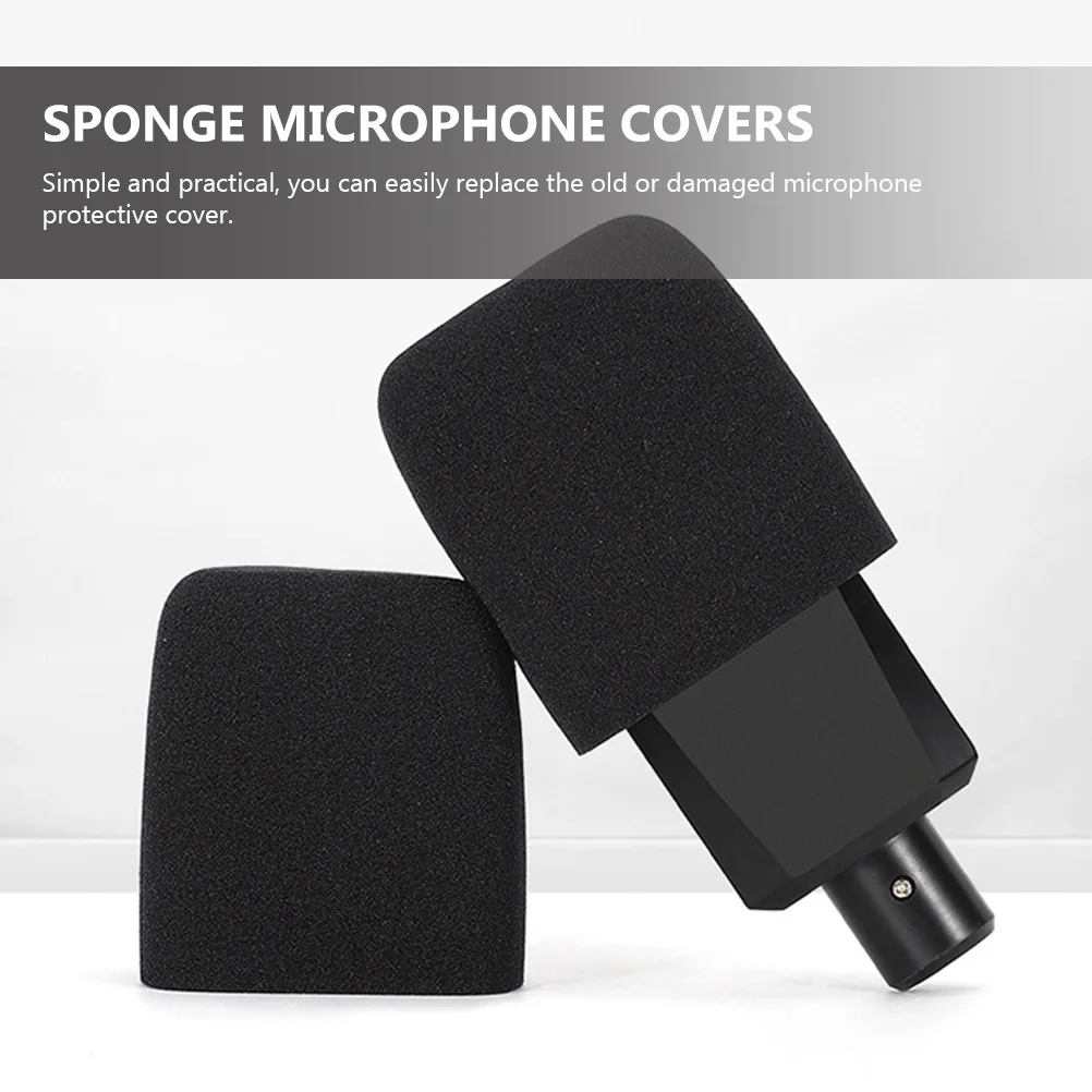 

2pcs Microphone Wind Covers Thickened Sponge Universal Mic Protectors For Ktv Live Streaming Recording Dust Proof Microphone