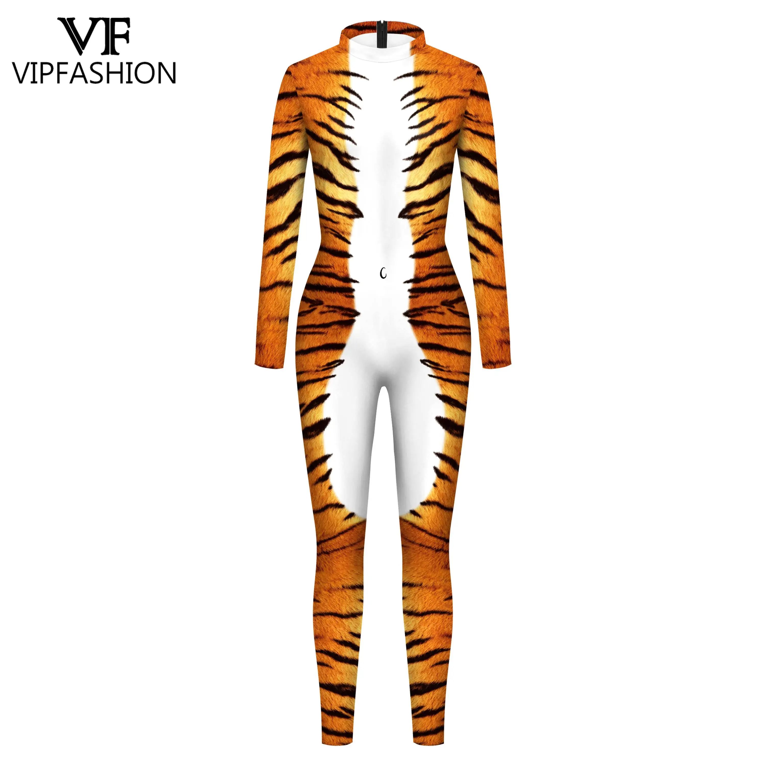 VIP FASHION Tiger Cosplay Costume Adult Kid Animal Bodysuit Carnival Disguise Wear Family Matching Suit Purim Holiday Catsuit