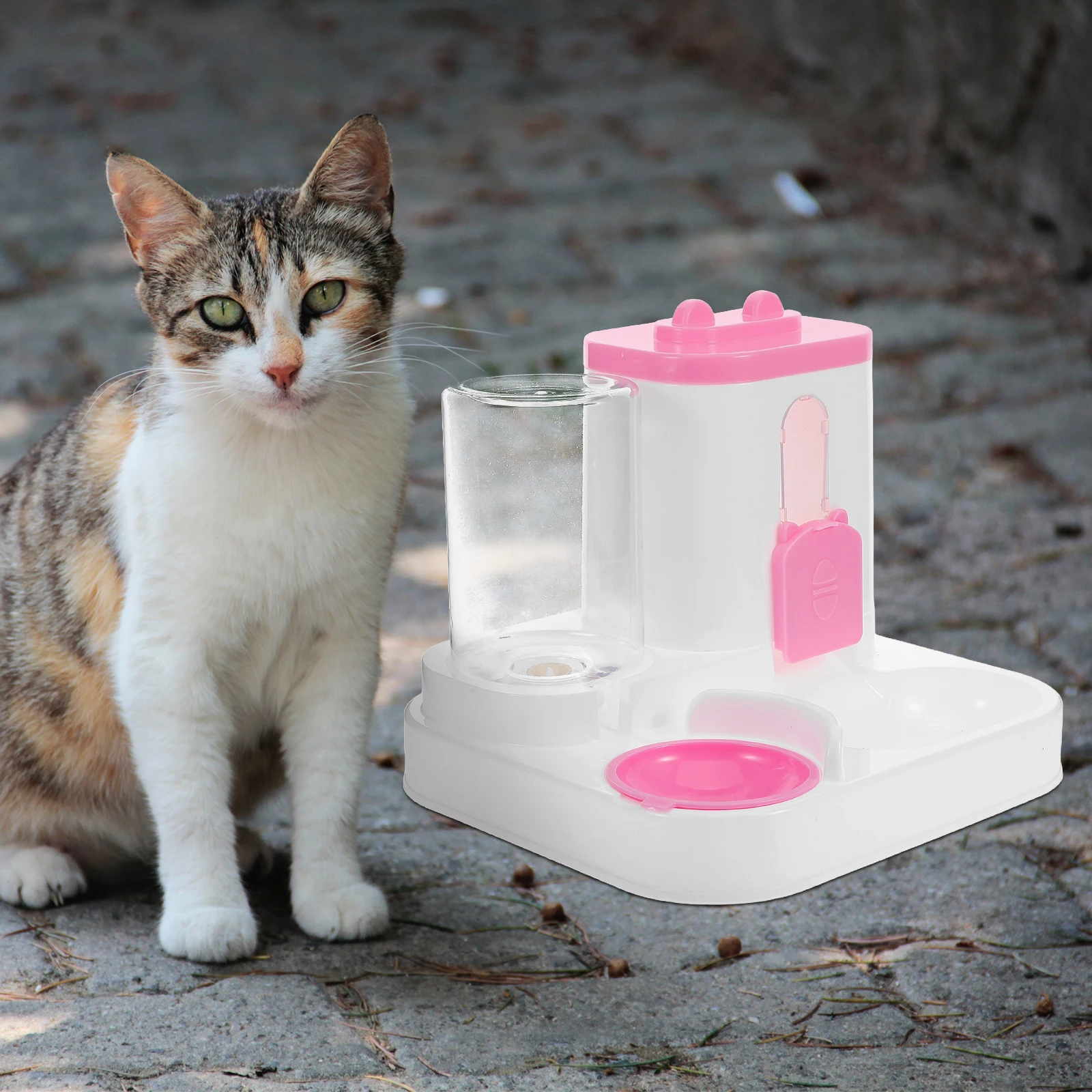 

Automatic Cat Feeder Food and Water Dispenser Drinking Fountain Bowl Fountains Pp Dishs Feeding Bowls Pet