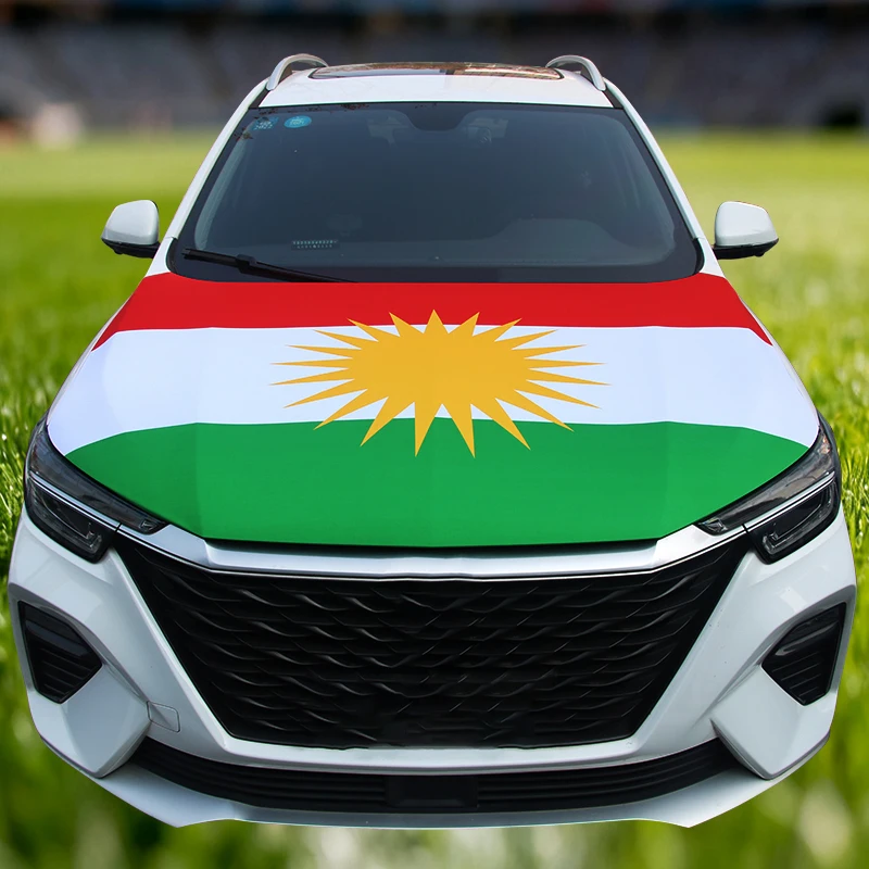 115x160cm 130x160cm Kurdistan Flag Car Hood Cover Elastic Fabrics Bonnet Banner Flag Decoration Event Items