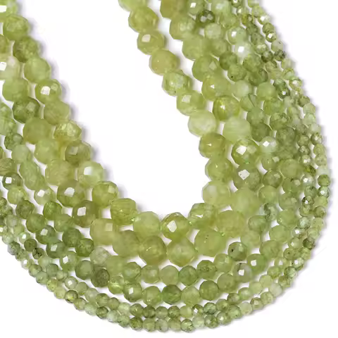 2 3 4mm Natural Faceted Green Peridot Gem Stone Beads Mineral Beads For Jewelry Making DIY Bracelets Necklace Accessories 15''