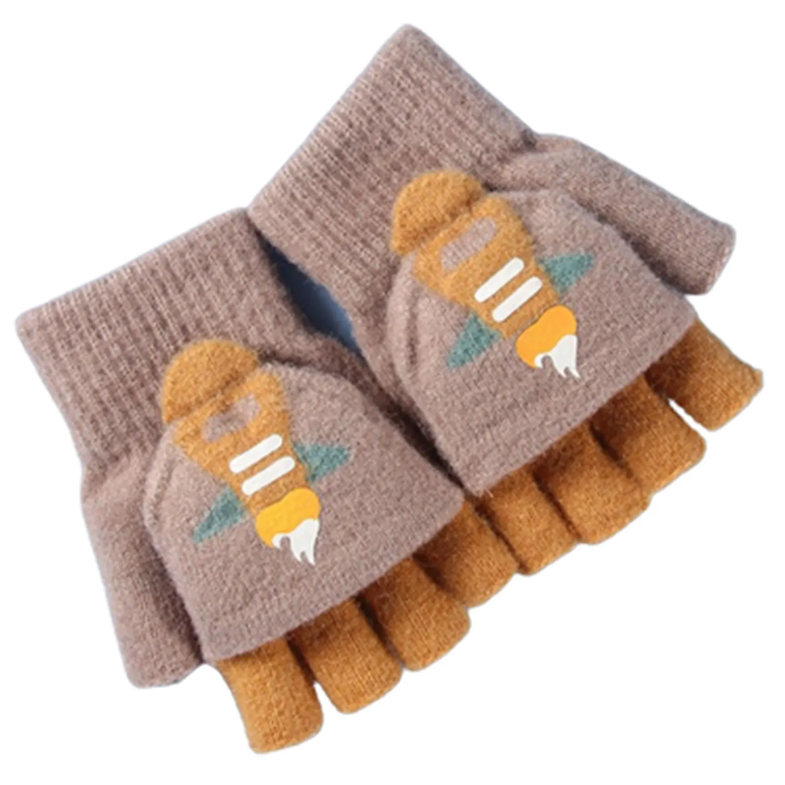 

Half-Finger Knit Gloves with Flap Breathable Wind-Resistant Warm for Indoor Outdoor Activities Use