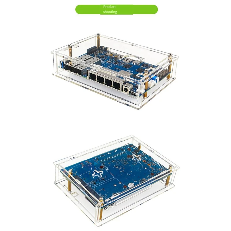 Per la scheda di sviluppo del guscio acrilico Banana Pi R4 Il guscio protettivo del router open source può essere installato con un radiatore durevole