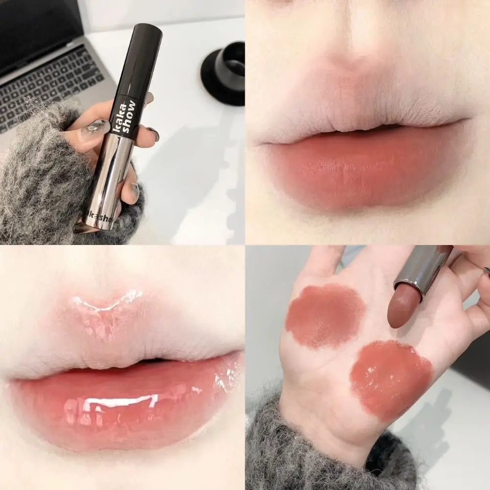 Dubbele Kop Spiegel Lippenstift Krijt Langdurige Matte + Water Licht Lip Cosmetica Waterdichte Hydraterende Bruine Lip Liner Potlood