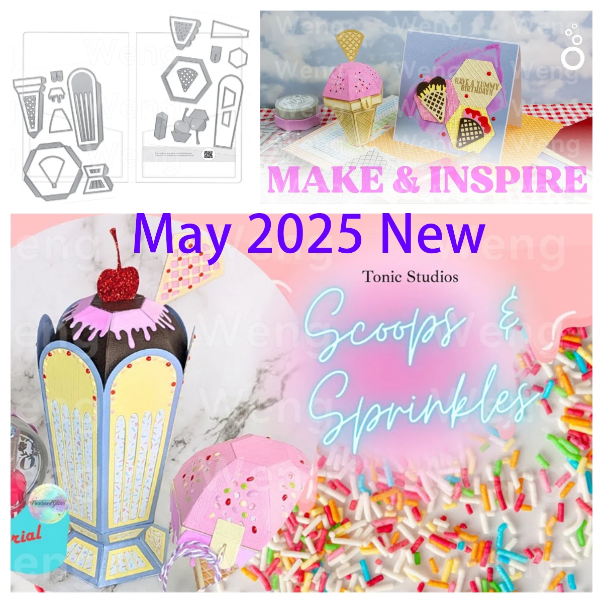 

Tonic New Release Scoops & Sprinkles Die Set Collection DIY Handmade Gift Box Dies Stamps Embossing Card Scrapbooking Crafts Die