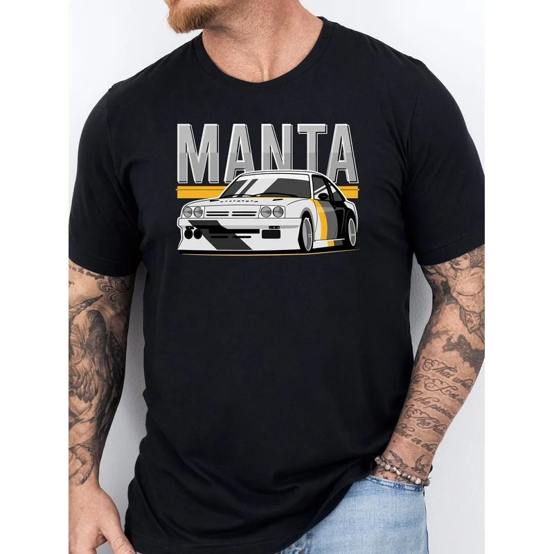Men'S High-Quality T-Shirt, Fun 'Manta Racecar' Printed Tee, Men'S Short Sleeve Shirt, Regular Casual Daily Top, Men'S Short Sle