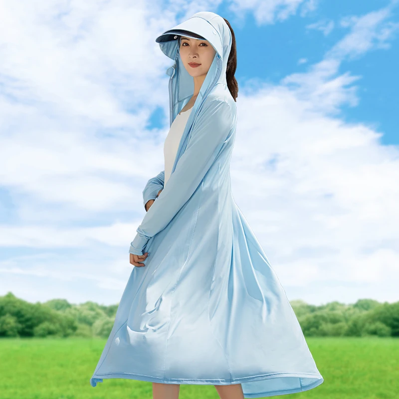 Long Sleeve Hooded Summer Women Whole Body UV Protection Clothing Anti-UV Cycling Overall Long Sunscree Jacket Hiking Jackets