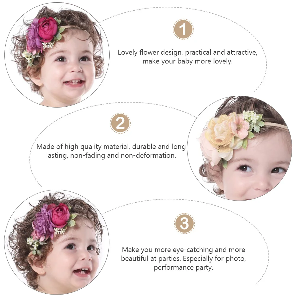 

6pcs Headb High Elasticity Fabric Kids Photo Prop Hairb Flower Headb Toddler Decorative Photo Prop Non Fading