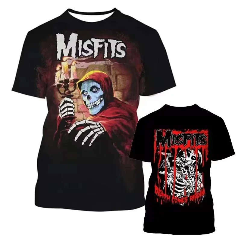 Misfits Rock Band T-Shirts Skull 3D Printed Streetwear T-Shirt Daily Fashion T-shirt Suitable for Both Men and Women