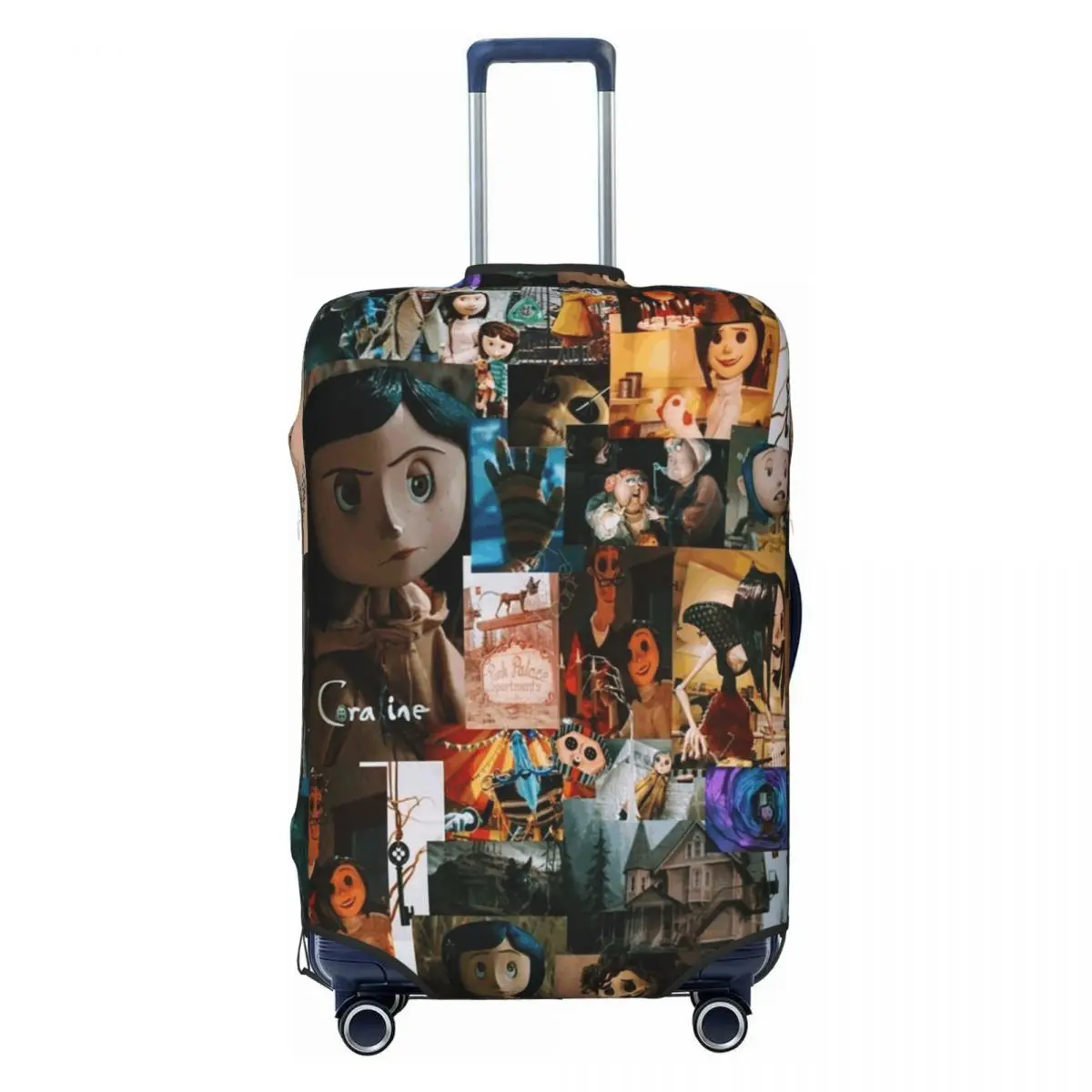

Horror Movie Coraline Travel Luggage Cover Dust Proof Halloween Suitcase Cover Protector Fit 18-32 Inch
