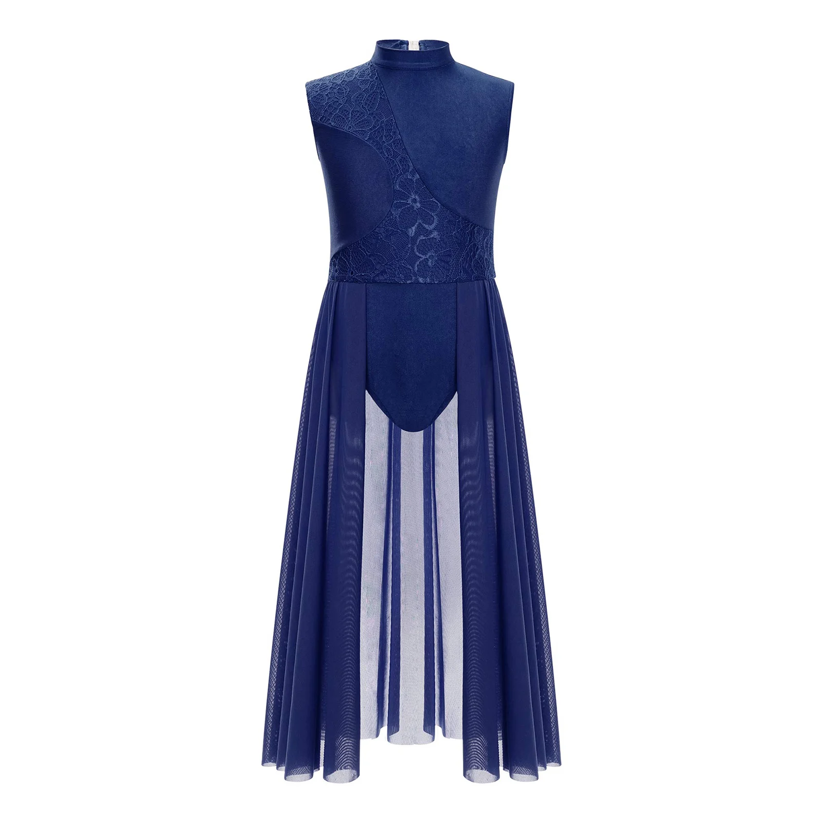 Meisjes Bloemen Kant Patchwork Hedendaagse Lyrische Dans Jurk Mouwloos Ballet Gymnastiek Kunstschaatsen Turnpakje Jurk Danskleding