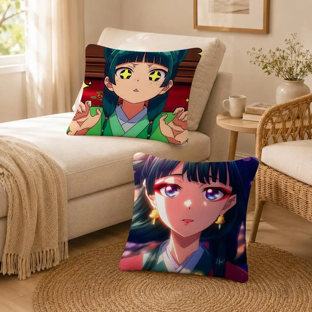 Anime Apothecary Diaries Maomao Cushion Cover Soft Throw Pillow Cover Washable Plush Cushion Case for Sofa Bed Living Room