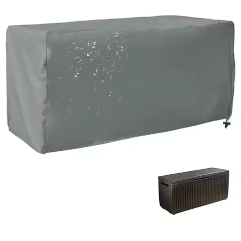 Waterproof 210D Oxford Deck Box Cover With Adjustable Rope And Buckle UV And Weather Resistant Outdoor Storage Protection