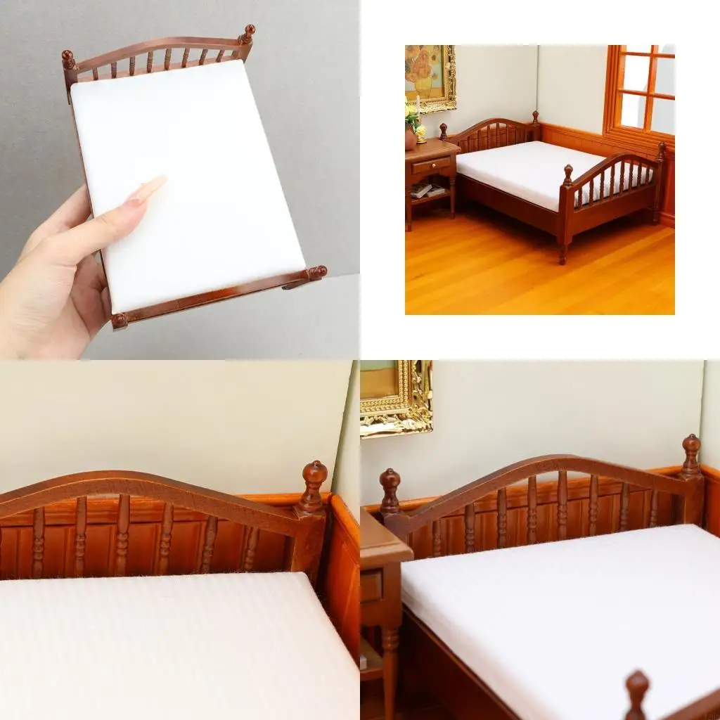 

J2HD Классика 1/12 кукольного дома мебель деревянная двуспальная кровать с обстановкой сцены резьбы