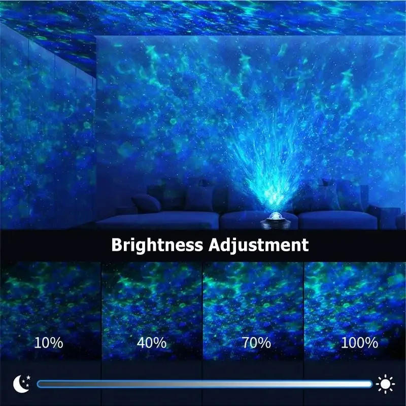 Colorful Starry Sky Atmosphere Light Galaxy Projection Night Light Bluetooth USB Music Player Water Wave Pattern Starry Sky Nigh