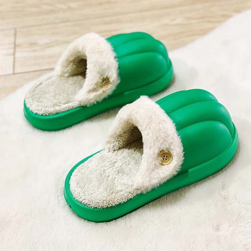 Cotton House Slippers Men's Shoe Winter Eva  Soft Waterproof Coupleshoes Big Round Toe Platform Sample Fashion Outdoor Anti-slip