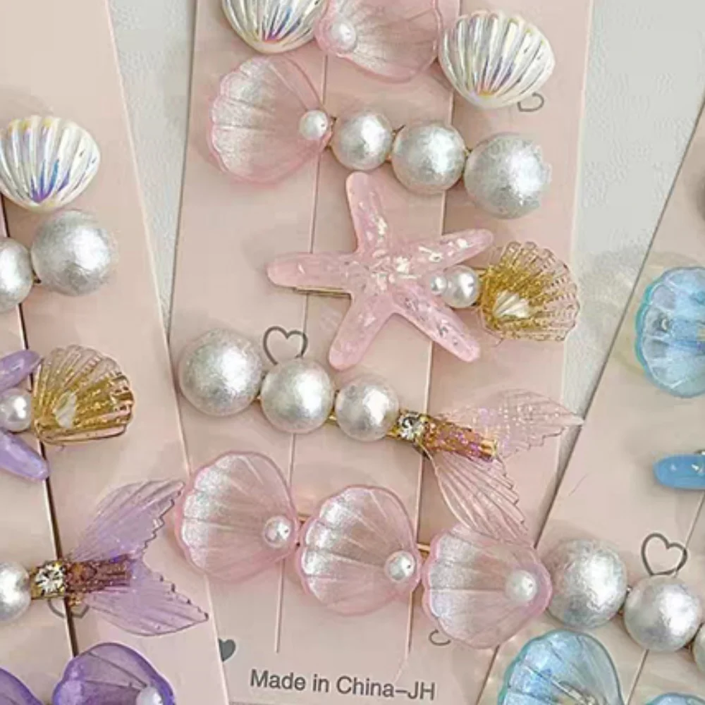 

Ocean Series Hairpins Hair Accessories Shell Pearl Hair Clip Resin Metal Hairgrip Useful Barrettes Fashion Decor Simple Clamp