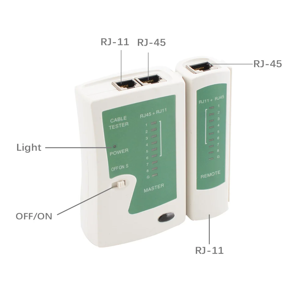 جهاز اختبار كابل الشبكة RJ45 أداة اختبار كابل إيثرنت Lan لكابل Cat5 Cat6 CAT7 8P 6P LAN وكابل الهاتف RJ11