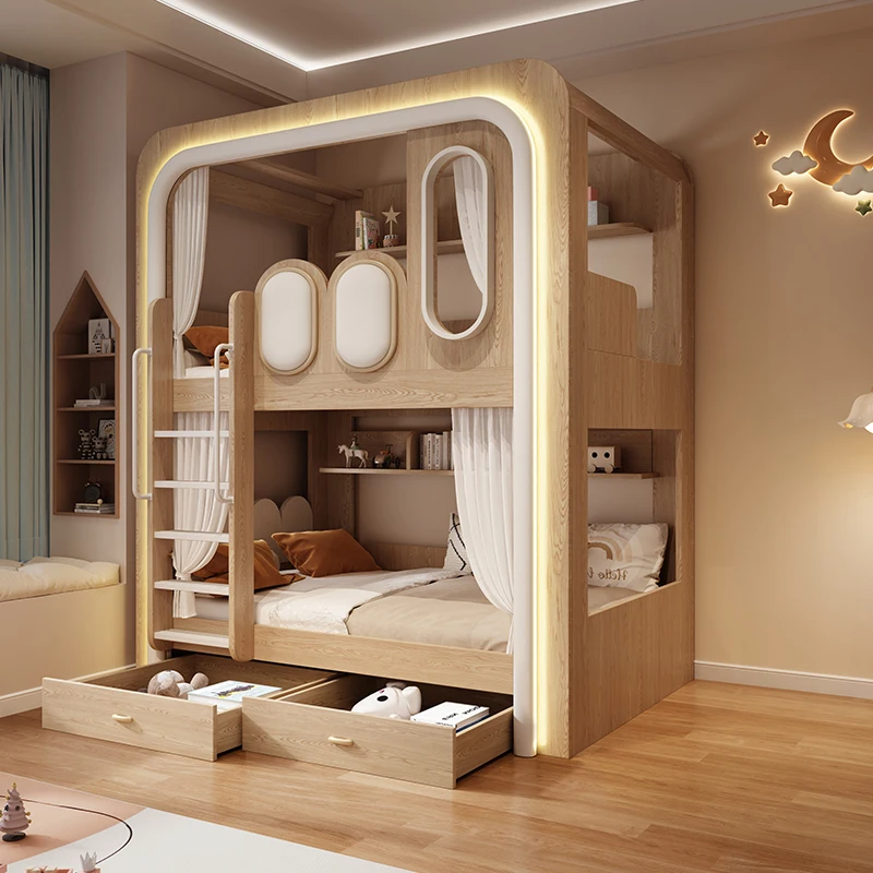 Factory Direct 2026 Capsule Children's Bunk Bed Modern Loft-Style E1 MDF Durable Eco-Friendly Comfortable Adult Double