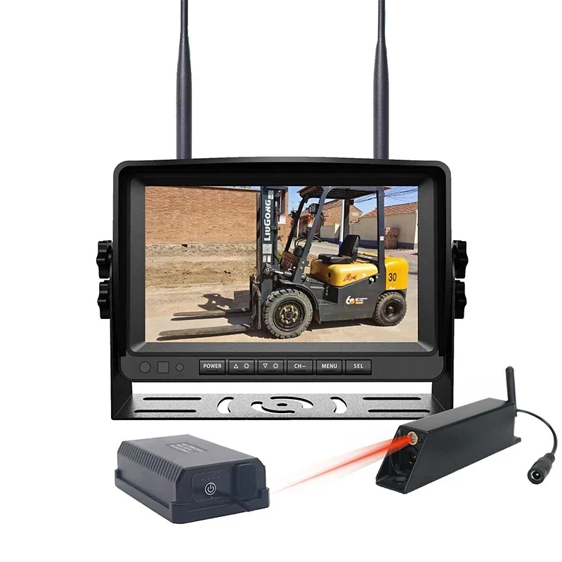 Pz630wl sem fio display de 7 polegadas 1080p empilhadeira câmera de visão frontal pode controlar câmera em espera laser com câmera magnética