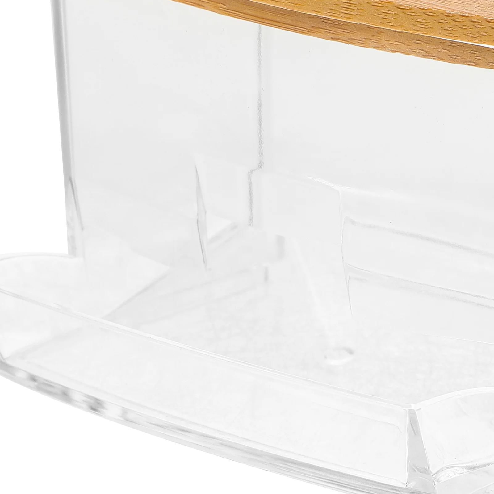 

1Set Bamboo Lid Cotton Swab Box Clear Acrylic Storage Case Small Bathroom Organizer Cotton Pad Dispenser Toothpick Holder