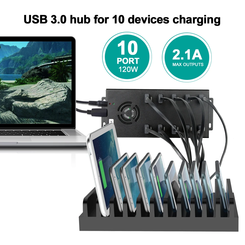 Sipolar A-423  USB Hub 3.0 Adapter 10 Ports Hub Portable USB Splitter for Computer