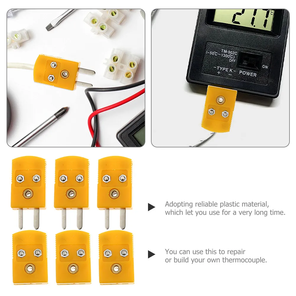 K Type Thermocouple Wire Connector Plastic Thermocouple Plug Adapter Male Female for Temperature Sensor Repair Extension