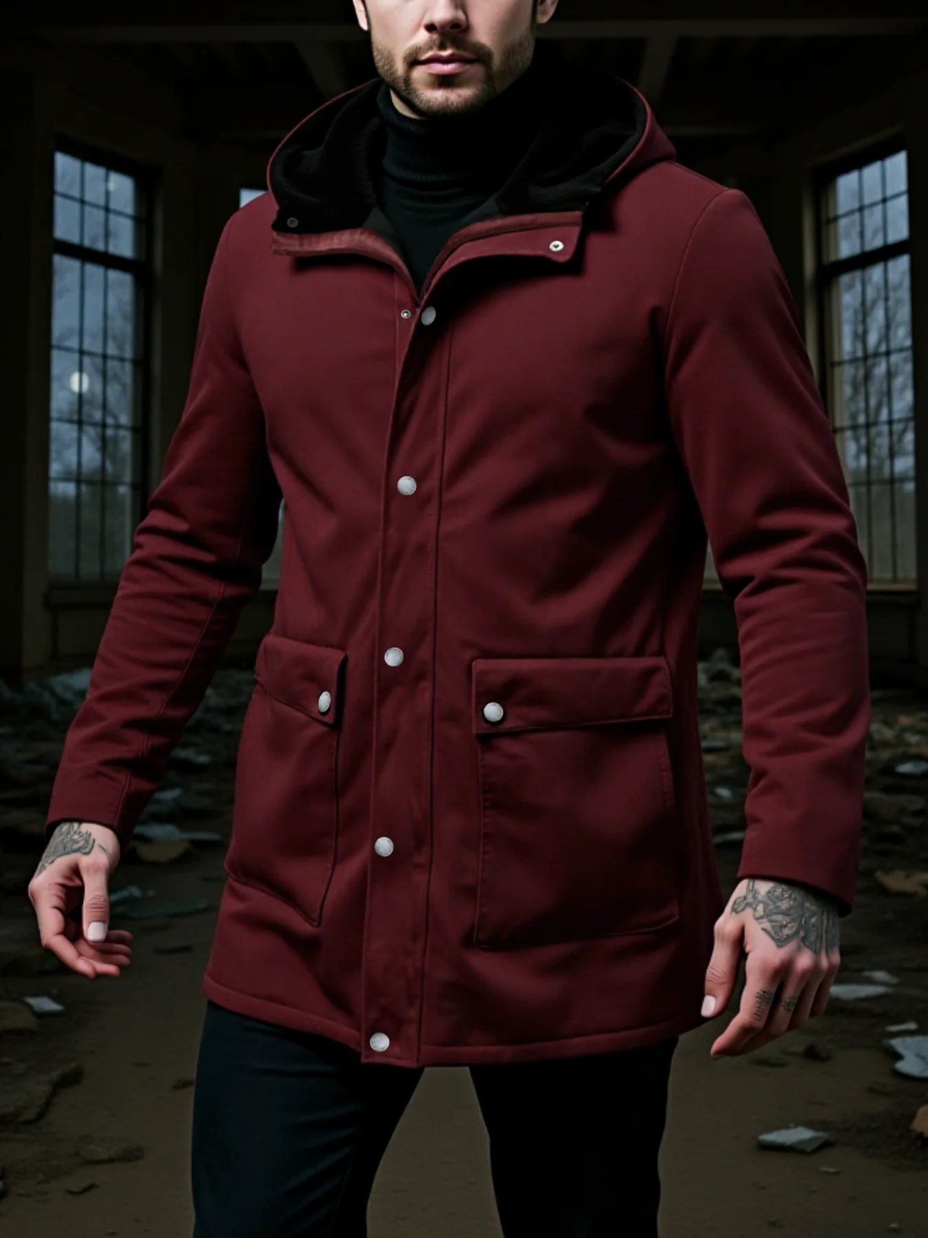 

Men's Wear Winter Men's Hooded Faux Fur Overcoat Thickened Casual Coat Zipper Closed Hooded Male Overcoat Cotton Windproof