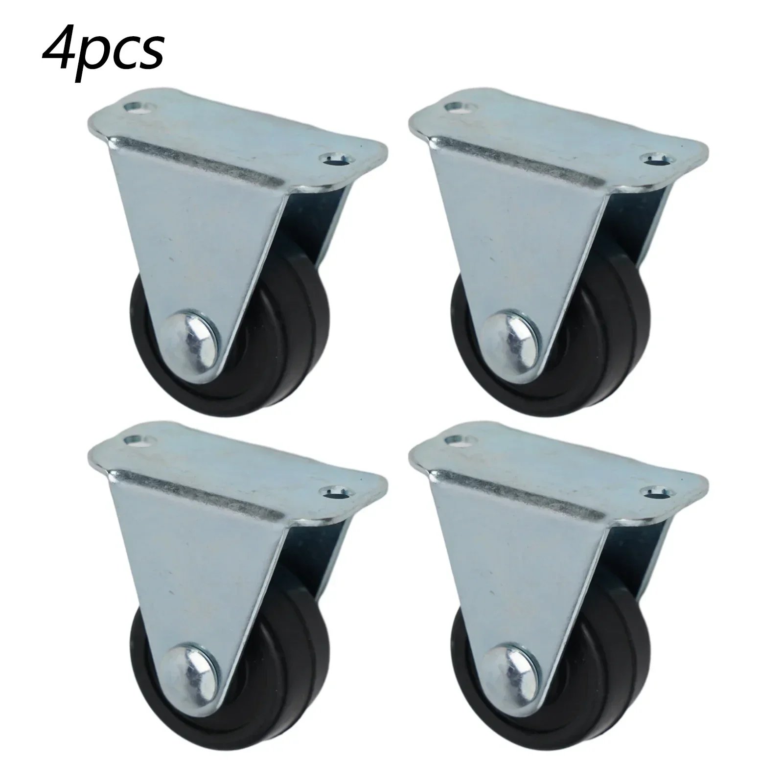 4 Pack 1 Inch Rubber Caster Single Wheels Heavy Duty Rigid Non-Swivel Top Plat For Trolley Caster For Furniture Cabinets