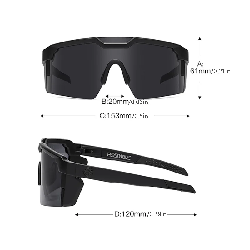 High quality luxury Heat Wave brand sunglasses square Conjoined lens cycling Women men sun glasses UV400