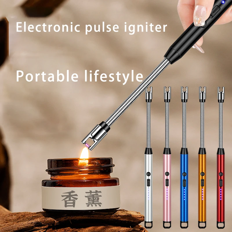 Image of Neuer elektronischer Impuls zünder tragbarer 360 ° gebogener Schlauch Kerzen aroma therapie Spezial feuerzeug für Haushalts küchen