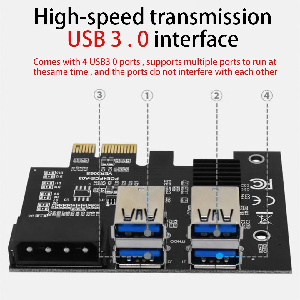 PCI-E 1X Adapter 1 to 4 Extender Quick Speed PCI-express Splitter Converter Board Expansion Card PCB Circuitboard