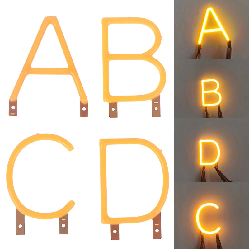 1PCS English Letter Filament COB LED Filament DC3V Candle Edison Yellow Diodes Party Decoration Light Accessories DIY