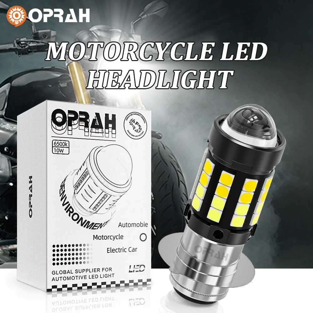 P15D LED Motorcycle Headlight Super Bright 3030 SMD Dual Color White Yellow Hi Lo Beam Lens Fog Lamp for Motobike Scooter Light