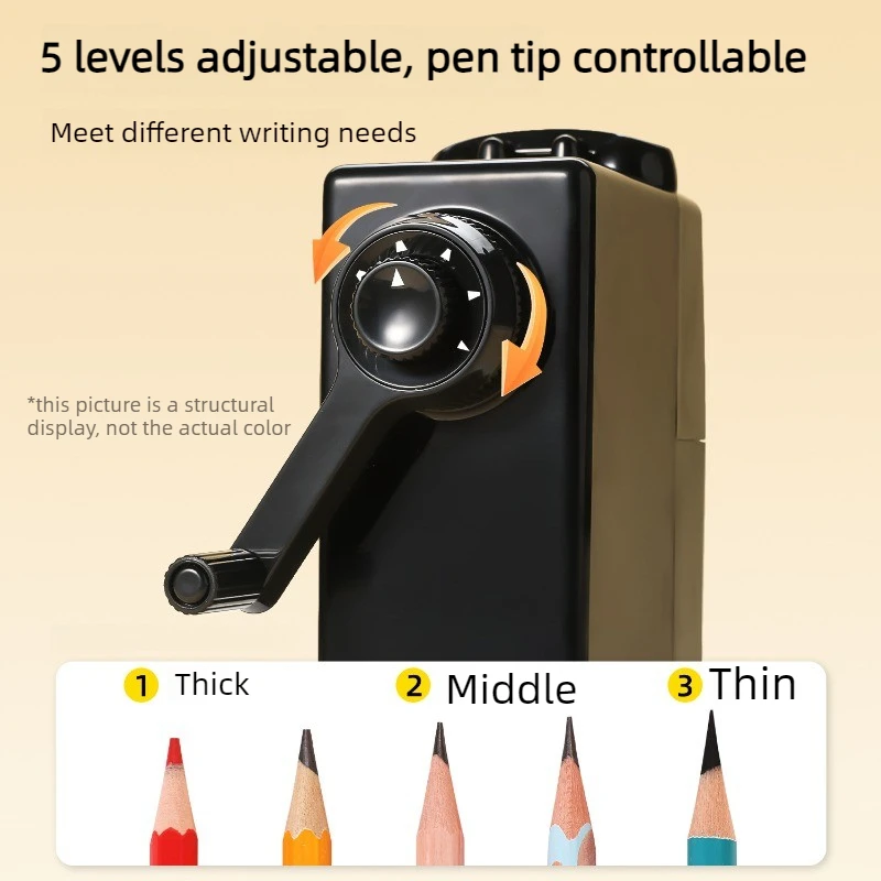 1PC Large Diameter Multi Hole Manual Pencil Sharpener Adjustable Thickness Manual Pen Cutter Stationery