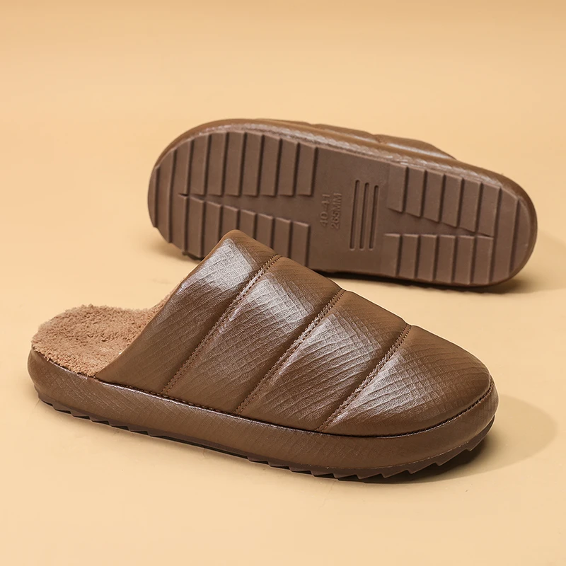 Autumn Winter Men's Cotton Slippers High Quality Outdoor Boots Indoor Fur Warm Slippers Shoes Man Anti-slip Home Plush Slippers