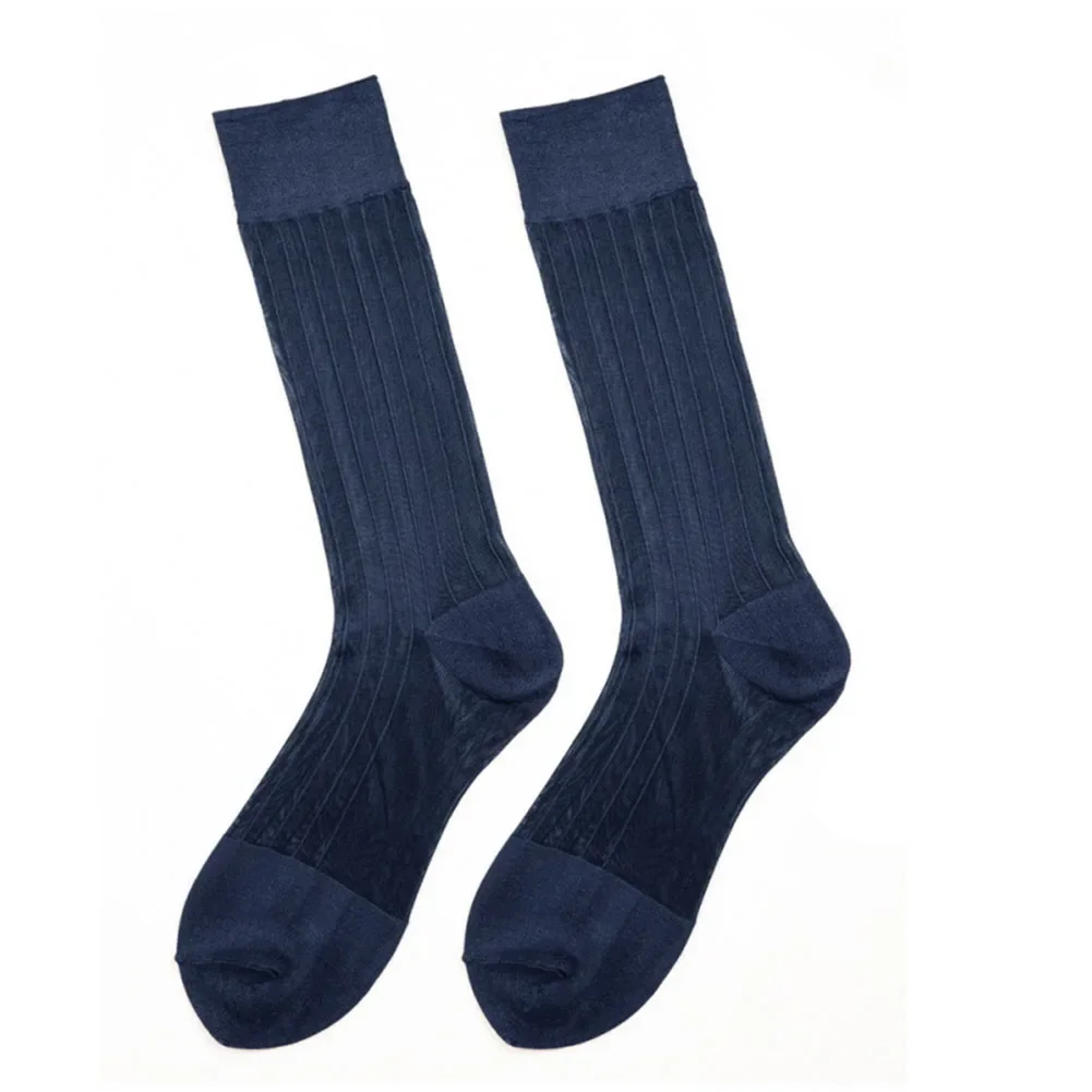 Striped Dress Socks See-Through Tube Socks Mens Sexy Stockings Business Socks Breathable Ultra-thin Sheer Silky