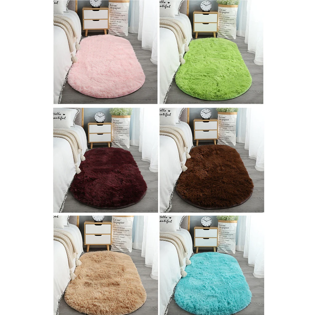 Non-Slip Carpet Plushy for Living Room Home Decor Soft Oval Furry Rug Bedroom Floor Mat Comfortable Anti-Skid Area Carpets