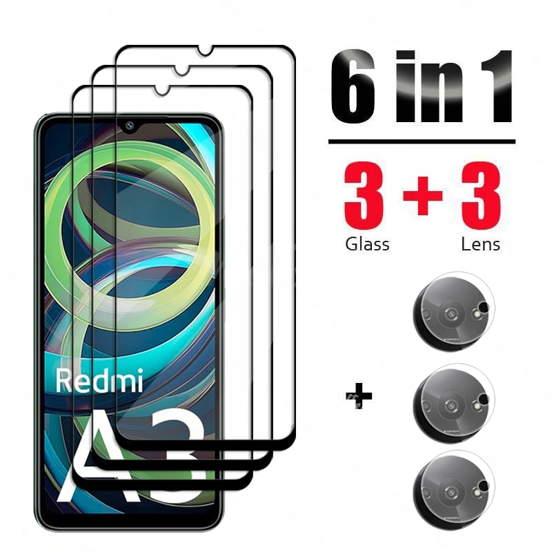 6 In 1 For Xiaomi Redmi A3 Glass Tempered Glass Redmi A3 Glass Full Cover Screen Lens Protector Camera Film Redmi A3 Glass