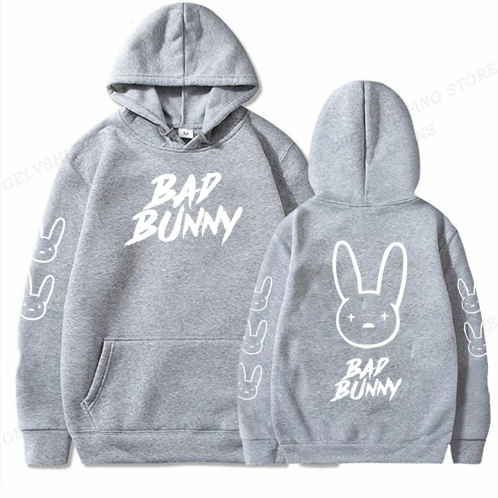 Raper Bad Bunny Rabbit Męska bluza z kapturem Moda damska Prosty sweter z długim rękawem Street Hip Hop Trend Duża bluza unisex