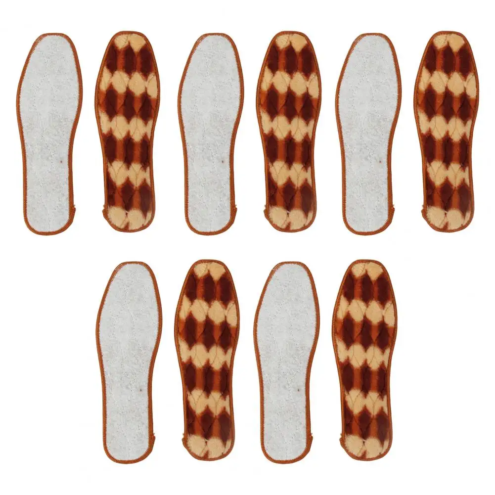 Warm Winter Insoles 5 Pairs Winter Shoe Insoles with Fleece Lining Warm Sheepskin Insoles for Men Women Thick Cozy Thermal