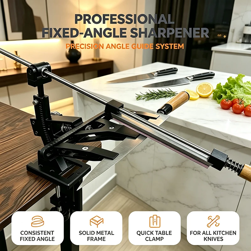 Fixed Angle Knife Sharpener Professional Adjustable Angle Sharpening Tool with Whetstone for Kitchen Knives Precision Sharpening
