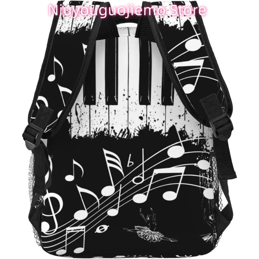 Ransel Laptop Ringan Catatan Piano Lucu Lucu Ransel Daypack Kasual Perjalanan Serbaguna Ringan Ransel Kampus Uniseks untuk M