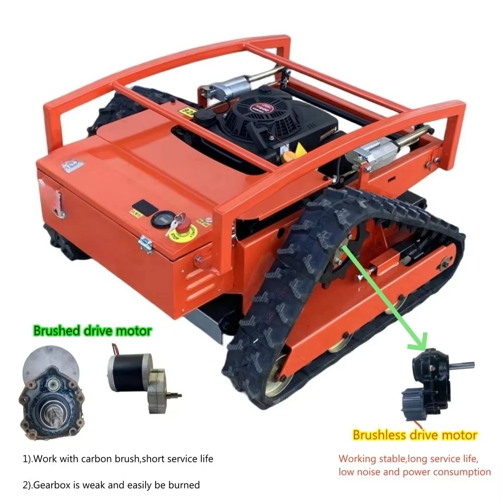 Remote Control Lawn Mower Crawler/Wheel Type Automatic Cordless Atv Grass Cutter Machine