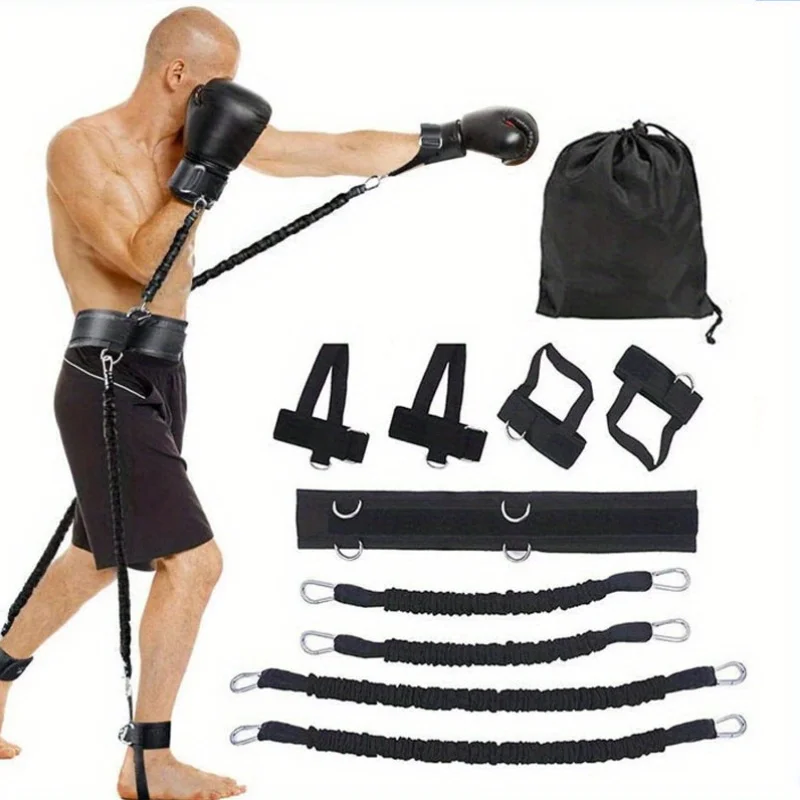 Juego de 12 piezas de bandas de resistencia, conjunto de correas de estiramiento, equipo de entrenamiento de boxeo y gimnasio