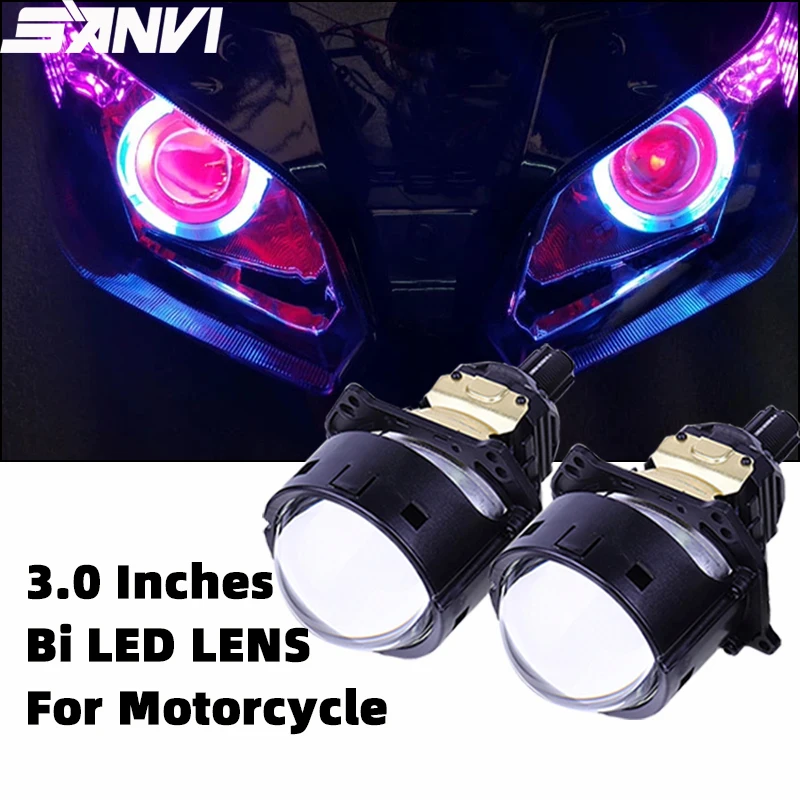 

SANVI 3.0Inch Bi LED Lense for Car Motorcycle Headlight H4 H7 9005 9006 Projector Headlamp Driving Light RHD LHD 65W 8280Lux