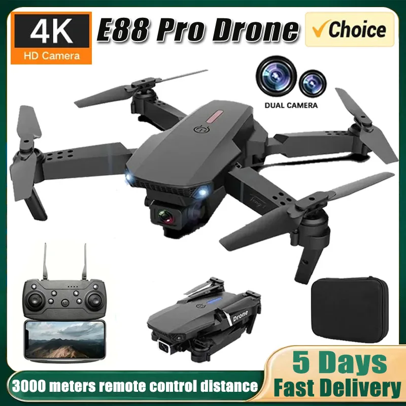 Nouveau Drone professionnel E88 RC 4K avec caméra double HD grand Angle 1080P, hélicoptère RC pliable WIFI FPV hauteur maintien cadeaux jouets ﻿