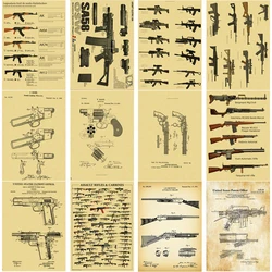 Retro Weapon Gun Posters Kraft Paper Prints Poster Military Fans Rifles Vintage Home Room Club Aesthetic Art Wall Decor Painting